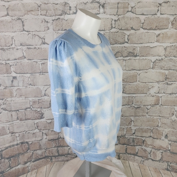 Anthropologie Short Sleeve Crew Neck Pullover Sweater Tie Dye  Blue Size Medium - Picture 4 of 10